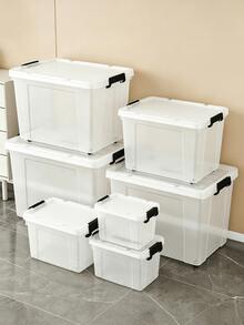 Clear Plastic Storage Box With Black Latching Lid, Stackable See‑Through Organizer Bins, Dust‑Proof Moisture‑Resistant, For Closet Bedroom Garage Pantry, Sort Clothes Toys Sundries, Storage Organizer For Renters Students Family - Multiple Specifications - View 1
