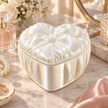 Silk Heart Bow Storage Box, Girly INS Style Highly Attractive Jewelry Box, Exquisite Heart-Shaped Accessory Box - Multicolor - View 7