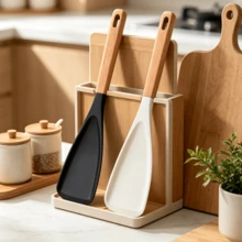 1pc/2pcs Heat-Resistant Wooden Handle Silicone Spatula, Tamagoyaki Spatula, Steak Spatula, Fish Spatula, Cooking Spatula, Salad Spatula, Non-Stick Pan Spatula, Cooking Spatula Spoon, Kitchen Cooking Tool - View 3