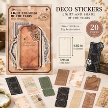 Vintage Time & Shadow Series White Cowhide Sticker Pack, Retro European Frame, Distressed Ticket, Lace, Rose, Old Book Page, Heart Photo Frame Elements Scrapbook Sticker, DIY Decorative Sticker - Multicolor - View 1