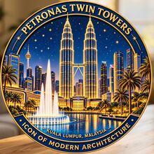 Kylskåpsmagnet med Kuala Lumpur Petronas Twin Towers och skyline, en minnesvärd stadsflykt för alla metallytor i hemmet - A - Visa 1