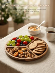 Wooden Tray, Made Of Premium Acacia Wood, Divided Tray, Kitchen Dining Table Decor Tray, Wooden Tray For Home Decor, Coffee Table And Home Decor, Tray Can Hold Candy, Cookies And Nuts, Cold Platter, Cheese Plate, Suitable For Afternoon Tea, Dinner, Halloween Use, Daily Use, Gift For Friends And Family, Add Sweet Atmosphere To Holidays, Perfect For Seasonal Decor, Suitable For Breakfast, Bread And Appetizer Platter - View 2