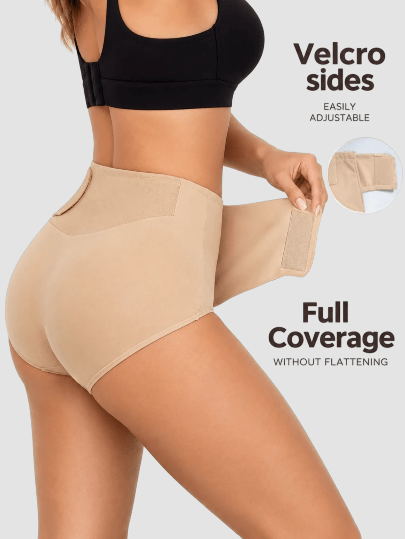 1pc Women's High Waist Shaping Panties, Tummy Control Compression Underwear With Adjustable Abdominal Wrap, Cinched Waist, Suitable For Women - Apricot - View 1