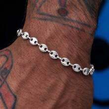 1pc Fashion Golden/Silvery Stainless Steel Chain Bracelet For Men - Chain - View 1