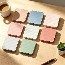 4pcs/8pcs/16pcs/32pcs Wavy Edge With Horizontal Lines Shaped Self-Adhesive Sticky Notes, 30 Sheets Per Pad, Suitable For Office, Home And Various Recording Scenarios - one-size - View 7
