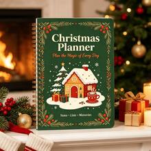 1PC Christmas Planner Spiral Notebook, Festive Winter House Tree Gift Design Wire‑Bound Notepad, Holiday Organizer Journal For Xmas Gift Lists & Memories, Perfect Christmas Holiday Gift, Back To School - A - View 1
