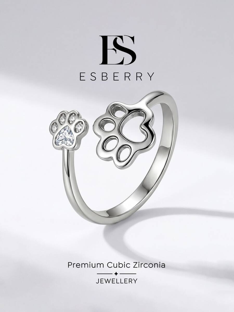 1 buah Cincin Jejak Kaki Berongga, Perhiasan Wanita yang Indah, Cocok untuk Acara Malam/Pesta, Ulang Tahun/Kencan, Pemakaian Sehari-hari atau Sebagai Hadiah - cincin bekas cakaran - View 1