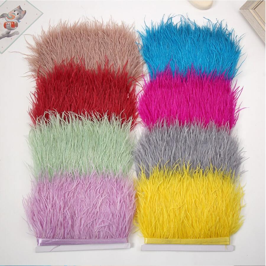 100cm (39.37 Inches) Artificial Feather Trim, For DIY Crafts, Dresses, Handbags, Home Cushions, Stage Costumes, Party Wedding Graduation Season Decoration, Handmade DIY Projects - Fabric Ribbon Edge Trim - Multi-color - View 1