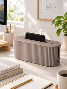 Large Capacity Desktop Cable Management Box With Lid, Power Strip Hiding Organizer Box, Long Outlet Design, Can Store Power Strips, Chargers, USB Cables And Charging Accessories, Suitable For Office Desk, Study Desk, Bedroom Nightstand, Living Room TV Cabinet And Home Office Cable Management And Desktop Storage - Multicolor - View 16