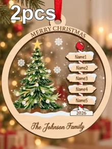 Custom 2-7 Names Round Christmas Tree Signpost Ornament, Festive Personalized Family Name Tree Decoration, Customized Wall Hanging And Holiday Party Decor, Customizable 2026 Christmas Keepsake Gift For Family And Friend, Living Room Decor, Home Decor - Style C - View 10