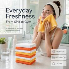 Wash Cloths 48/6/12/24 Pack, Super Soft And Skin Friendly Face Towel For Sensitive Skin, 10x10/12x28 Inch Small Large Face Washcloths, Reusable Washable Makeup Remover Cloths, Easy To Rinse Muiticolor Facial Cleansing Cloths - White+Yellow+Orange - View 7