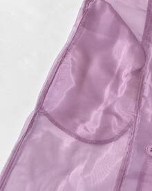 ChicMe Women's Sheer Mesh Long Sleeve See-Through Jacket, Belted Button-Up Long Trench Coat, Outdoor Wear - Violet Purple - View 8