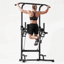 Dryfeedo Power Tower Pull-Up & Dip Station For Home Gym - Adjustable Height Range, 330LBS Capacity With Anti-Slip Suction Cups H-Steel Base Power Rack - Black - View 11