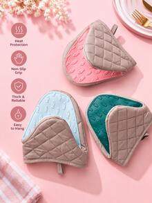 2pcs Heat-Resistant Silicone Trivet Pads With Fabric Cover, Multi-Function Pot Holder, Microwave/Oven Anti-Scald Mat, Frying Pan Handle Holder, Kitchen Countertop Mat - View 1