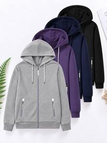 Women's Lightweight Zip-Up Hoodie, Soft And Comfortable, Suitable For Fitness And Daily Wear - Grey - View 1