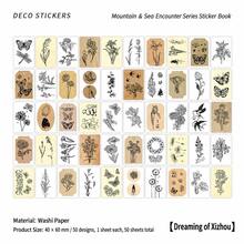 Mountain & Sea Series Washi Sticker Book, Vintage Postage Stamp Stickers, Butterfly Specimen, Old Ticket, Botanical Illustration Element Planner Stickers, DIY Decorative Stickers - Multicolor - View 12