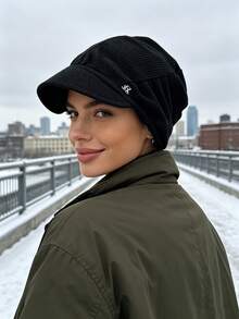 1pc R-Logo Knitted Bucket Hat With Brim, Windproof, Sun Protection, UV Protection, 3D Texture, Foldable, Fashionable & Versatile, Elegant, Soft & Comfortable, Breathable, Multi-Functional, Flattering, Face-Slimming, Suitable For Beach, Outing, Hiking, Cycling - Multicolor - View 1