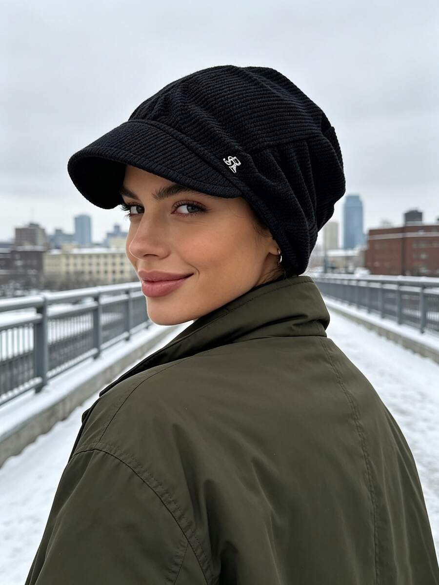 1pc R-Logo Knitted Bucket Hat With Brim, Windproof, Sun Protection, UV Protection, 3D Texture, Foldable, Fashionable & Versatile, Elegant, Soft & Comfortable, Breathable, Multi-Functional, Flattering, Face-Slimming, Suitable For Beach, Outing, Hiking, Cycling - Multicolor - View 1