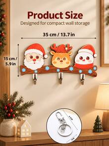 Christmas Theme Glitter Eye Hook, Drill-Free Gravity Sensing Design, Creative Entryway Key Storage Rack, 3-Hook Christmas Key Holder, Suitable For Keys And Small Accessories, Christmas Gift, Cyber Monday Special - Multicolor - View 11