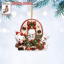 Panini Hello Kitty & Rabbit 26 Letters 2D Flat Acrylic Christmas Hanging Decor, Personalized Letter Ornament, Christmas Tree Pendant, Holiday Home Party Car Interior Decoration Gift - Multicolor - View 18