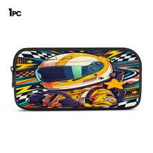 Racing Star Colorful 2D Print 3 Pieces Set, Side Elastic Mesh Pocket Water Bottle Holder, Wide & Thick Breathable Adjustable Shoulder Strap, Fashion Racing Style Commute Travel Picnic Daily Storage Bag - Printed Bag - View 10