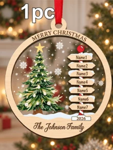 Custom 2-7 Names Round Christmas Tree Signpost Ornament, Festive Personalized Family Name Tree Decoration, Customized Wall Hanging And Holiday Party Decor, Customizable 2026 Christmas Keepsake Gift For Family And Friend, Living Room Decor, Home Decor - Style C - View 7