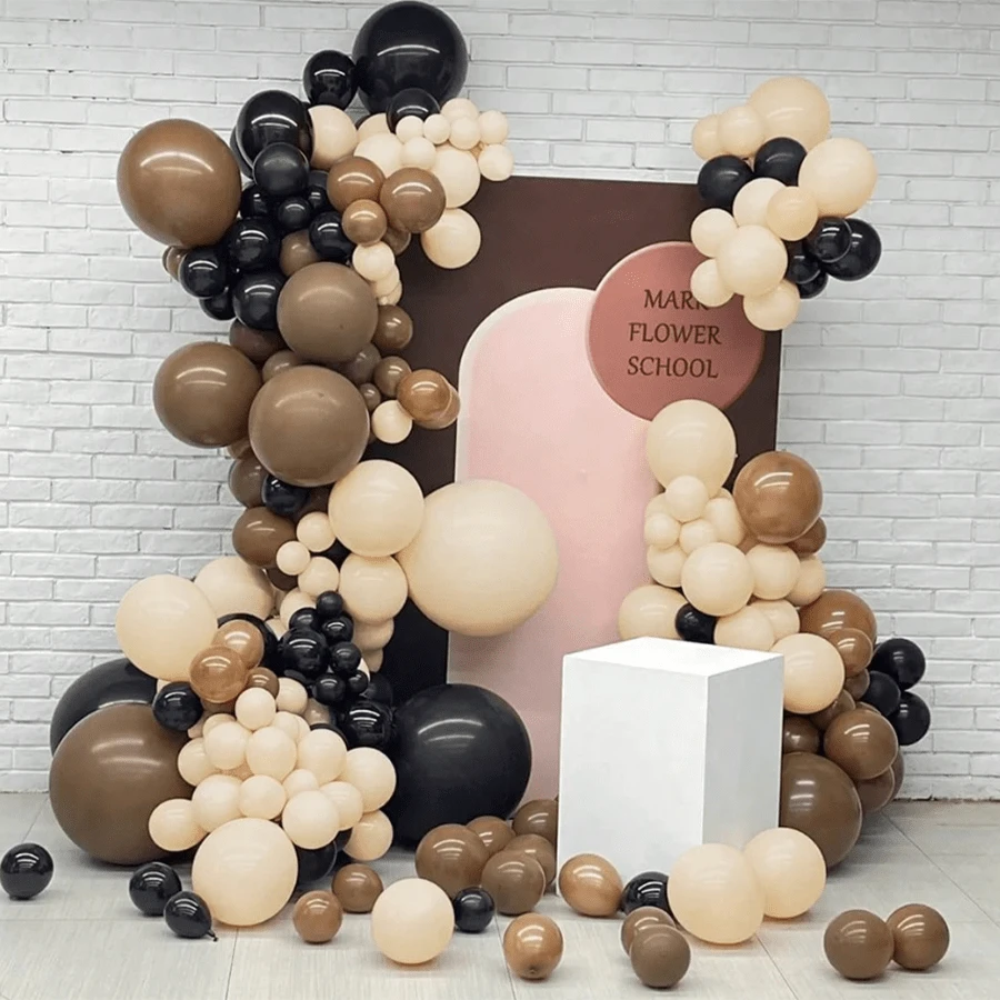 155Pcs Brown Balloon Garland Arch Kit, Black Brown Nude Balloons, Multi Size 18 12 10 5 Inch, For First Rodeo, Wild West Cowboy Birthday, Baby Shower, Gender Reveal, Wedding Party Decor - Multicolor - View 1