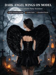 1pc Halloween Party Costume Prop Black & White Angel Demon Wings For Masquerade Party - Multicolor - View 1