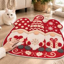 1pc, Winter Christmas Theme Wavy Shaped Rug, 3 Styles Cartoon Gnome Christmas Element Print, Seasonal Decorative Mat, With Holiday Design, Christmas Decoration, Perfect Christmas Gift, Perfect Match For Christmas And New Year Celebration, Decorative Rug, Bedroom Decor, Small Rug, Rug, Home Decor, Living Room Rug, Living Room Small Rug, Bedroom Rug, Living Room Home Decor, Outdoor Rug, Enhance Home Style, Suitable For Adding Family Charm Decoration - Multi-color - View 1