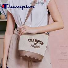 Champion Embroidered Canvas Bucket Bag, Colorblock Large Capacity Shoulder Bag, Vintage Casual Commuter Women's Bag - Light Brown - View 9