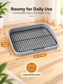 Extra Large, Large Capacity, Splash-Proof, Leak-Proof, Stainless Steel, Dog Toilet, Modern Minimalist, Silver Metallic Texture, Rectangular Flat Structure, Raised Splash Guard, Stable And Durable, Easy To Rinse, Pet Urine Tray, For Large Dogs, Suitable For Large Dogs, Indoor Training, Fixed Point Toileting, Hygienic And Clean, Resistant To Dirt Accumulation, Corrosion-Resistant, Rust-Proof, Stable Bottom, Reduces Splashing, Easy To Clean, Suitable For Home, Balcony, Bathroom, Pet Room, - Multicolor - View 2