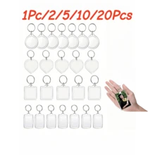 1個/2個/5個/10個/20個 長方形壓克力透明空白鑰匙圈 大頭相片鑰匙圈吊飾 掛飾相框 - 彩色 - 查看 1