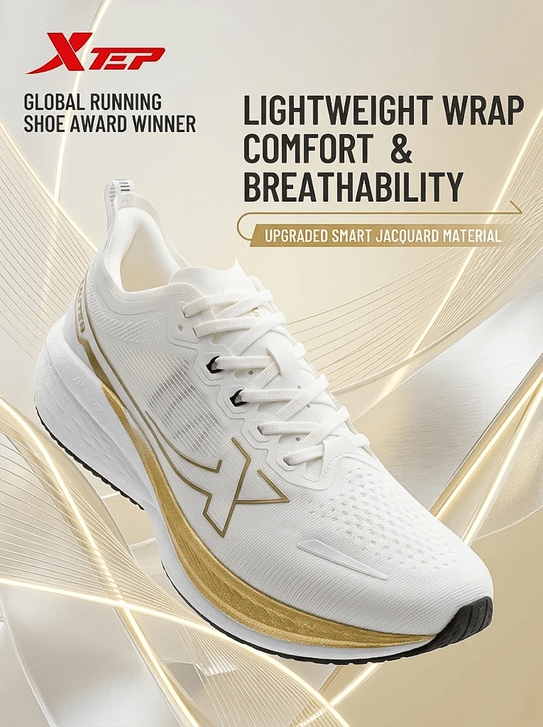 XTEP--5-Min Speed 2.0 Running Shoes Men's Spring Professional Shock Absorption Couple Running Shoes Couple Sports Shoes Sail White - Sail White - View 1