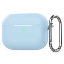 1pc Rose Red Silicone Shell + Runway Round Buckle Earphone Case Compatible With Apple 1/2/3 Pro/Pro 2/Pro 3 Shockproof Protective Cover New 4th Generation - Light Blue - View 9