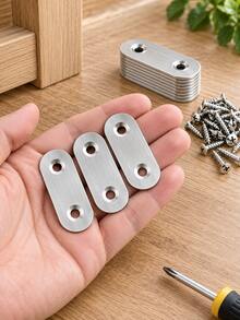Stainless Steel 2-Hole Flat Mending Plates With Screws, Straight Connector Brackets For Furniture, Shelves And Wood Repairs - Multiple Styles - View 4