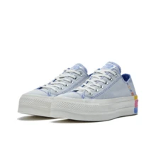 Converse Chuck Taylor All Star Rainbow Platform Low Top Comfortable Stylish Low-Top Canvas Shoes Women's Blue Striped - Blue - View 3