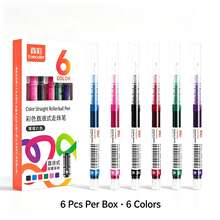 6/12pcs Colorful Liquid Ink Rollerball Pens, 6 Colors (3 Styles) Or 12 Colors Mixed. 0.5mm Needle Tip, Quick-Dry, Smooth Writing For School, Office, And Journaling. - Multi-color - View 10