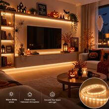 Flexible Touch Control USB LED Strip Lights, Cuttable Self-Adhesive LED Tape, Easy Install DIY Background Lamp, Warm White/Cool White , For Halloween Gaming Room Cabinet Shelf Holiday Decor - 2835 Touch - View 6
