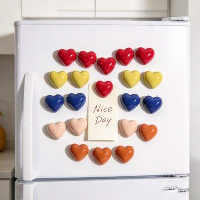 2pcs/4pcs/6pcs/8pcs/10pcs Cute Colorful Heart-Shaped Resin Fridge Magnets, Creative Heart Fridge Magnets, Decorative Magnets For Home, Box And Furniture Decor, Cute Decorative Magnets, Personalized Kitchen Office Storage Cabinet And Dishwasher Fridge Magnets, Kitchen Decor, Home Decor, Mother's Day Gift, Perfect Gift Choice (Christmas, Valentine's Day, Graduation Birthday), Home Accent, Durable Magnets, Decorative Magnetic Stickers, Home Decor Items