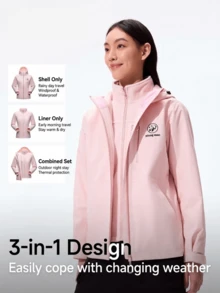 CAMEL CROWN Jaket Ski Wanita Tahan Air 3 In 1 Mantel Musim Dingin dengan Lapisan Dalam Bulu Domba Hangat Tahan Angin untuk Salju, Aktivitas Luar Ruangan, dan Mendaki - Bubuk es es - View 3
