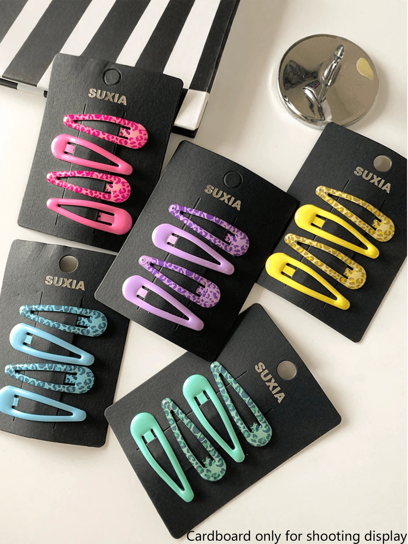 4pcs New Resin Minimalist Leopard Print Teardrop BB Clips, Exquisite Casual Daily Bangs & Broken Hair Barrettes For Girls - Multicolor - View 1