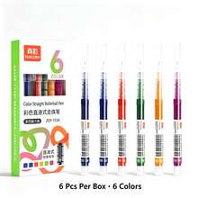 6/12pcs Colorful Liquid Ink Rollerball Pens, 6 Colors (3 Styles) Or 12 Colors Mixed. 0.5mm Needle Tip, Quick-Dry, Smooth Writing For School, Office, And Journaling. - Multi-color - View 8