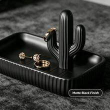 1pc Black & White Cactus Jewelry Storage Rack, Multi-Functional Ring Necklace Earring Display Tray, Minimalist Wabi-Sabi Style Decorative Accessory, Gift For Boys & Girls - Multicolor - View 12