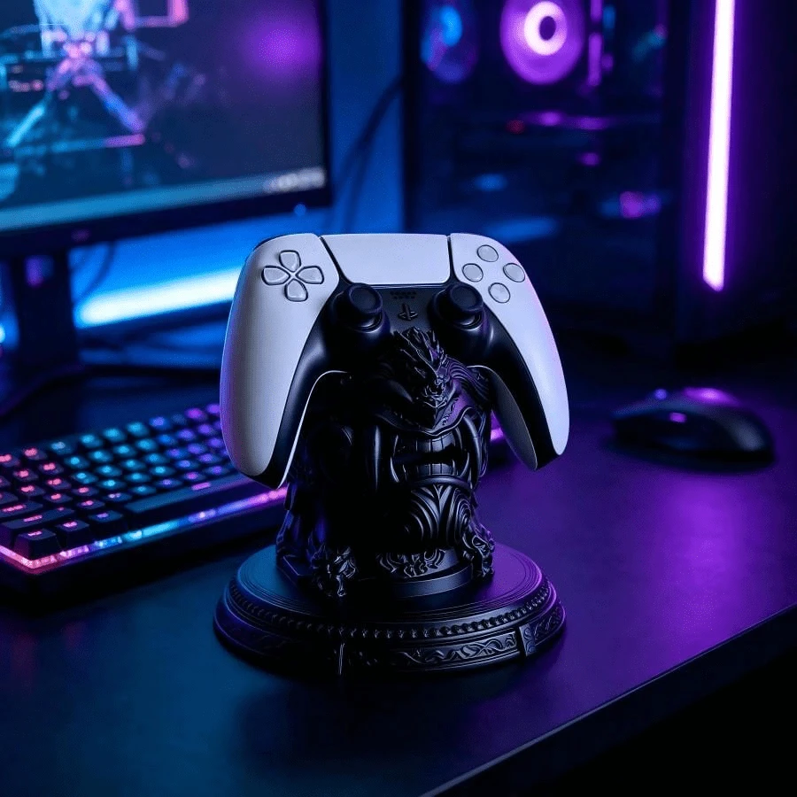 1pc Ghost Face Warrior Game Controller Storage Rack, 3D Printed Game Console Stand, Desktop Decor Storage Ornament - A - View 1