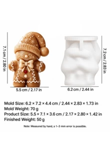 Cute Christmas Gingerbread Man Candle Silicone Mold, Bowtie Gingerbread Christmas Hat Mold, Handmade Christmas Gift Home Decor Making Tool - Silicone Candle Mold - View 6