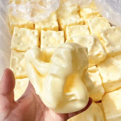 1 Soft Squeezable Toy - Light Yellow Cheese, Coconut Oil Cream Cheese Filling, Silent Squeeze Stress Relief Toy, For Desk Focus And Relaxation, 2026 Hot Sensory Toy, Size 7cm