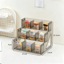 1 hộp đựng trưng bày mỹ phẩm blind box 3 ngăn 3/4 lớp, trong suốt chống bụi, dung tích lớn, xếp chồng được, phân loại lưu trữ, nhựa PET độ trong cao, thiết kế hình chữ nhật phân tầng tối giản hiện đại màu xám khói trong suốt, vách ngăn tháo rời có thể kết nối, dùng trưng bày và lưu trữ son môi, phấn mắt, dưỡng da, mô hình blind box, kệ trưng bày mỹ phẩm để bàn cho bàn trang điểm, phòng ngủ, phòng học, dùng hàng ngày, quà sinh nhật (không bao gồm sản phẩm trong hộp) - Nhiều màu - Xem 12