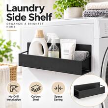 1pc Black Laundry Room Side Storage Shelf, Carbon Steel Organizer Rack For Washing Machine, Detergent & Cleaning Supplies Holder - Multicolor - View 1