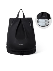 CAMEL CROWN Dry-Wet Separation Gym Bag, Large Capacity Swimming Bag, Travel Beach Storage Bag, Handheld Crossbody Backpack Travel Bag - Black - View 5