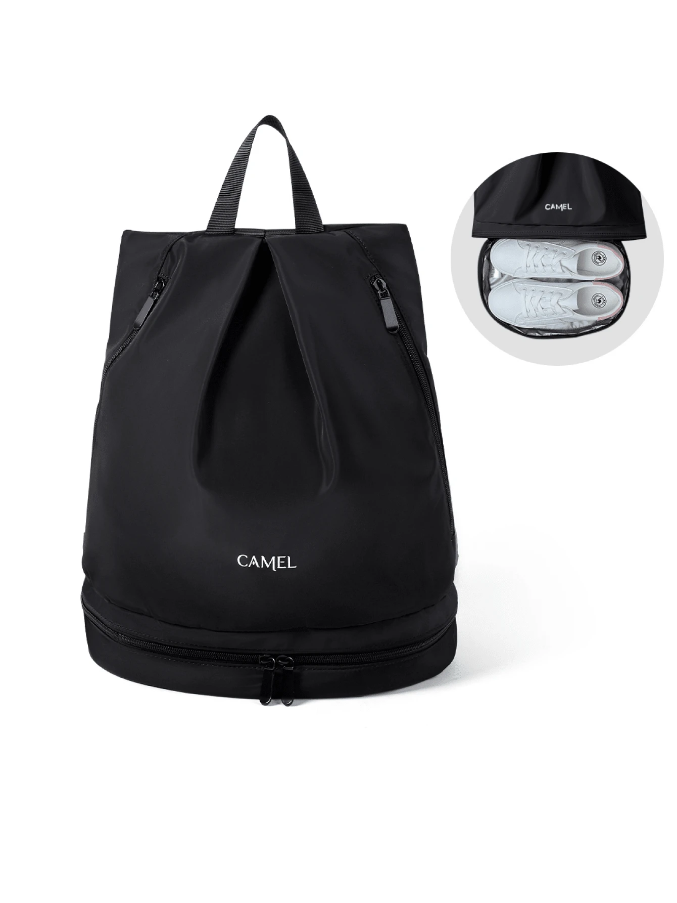 CAMEL CROWN Dry-Wet Separation Gym Bag, Large Capacity Swimming Bag, Travel Beach Storage Bag, Handheld Crossbody Backpack Travel Bag - Black - View 1